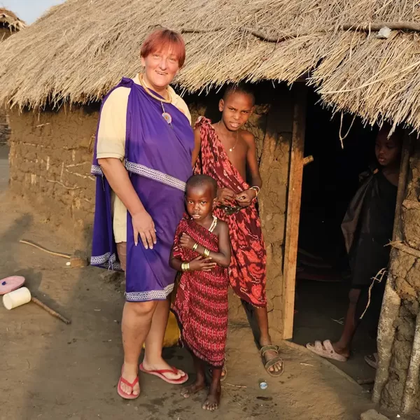 Meeting a Maasai family during a cultural visit near Mikumi National Park, Tanzania