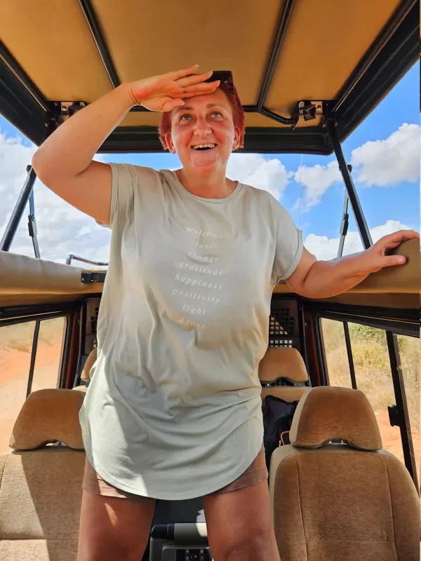 Inside a safari vehicle with pop-up roof for wildlife viewing in Tanzania